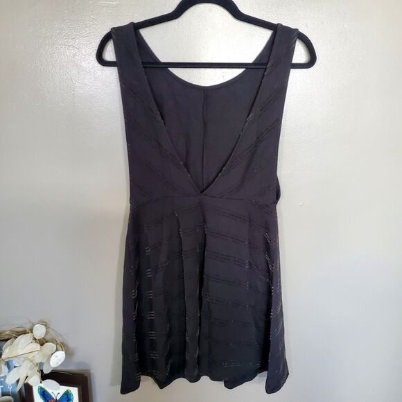 Free People Mini Dress Women's Size Medium Black Striped Cut Out Sleeveless - Picture 3 of 12